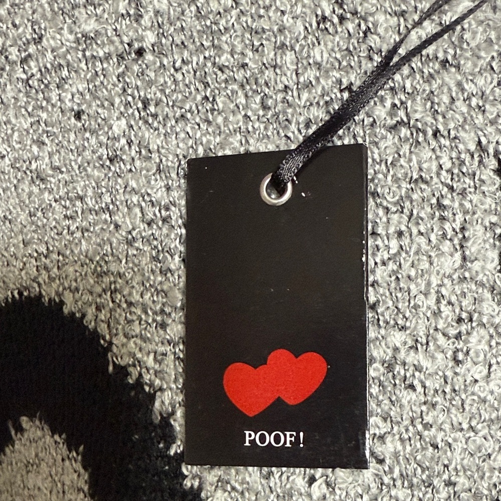 Poof! Grey with Black Cat sweater. Very soft. Perfect for Valentine’s Day NWT - Picture 2 of 5